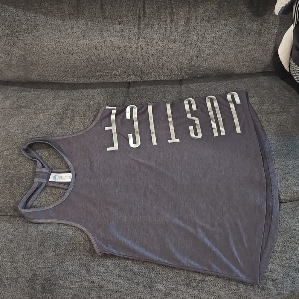 Girls Justice Tank top size 12 Dark Gray